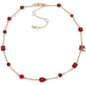 Karl Lagerfeld Gold-Tone Pave Logo, Fireball & Mixed-Cut Crystal Necklace✨ NWT